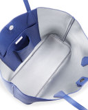Perry Leather Tote Bag, Marlin/Silver