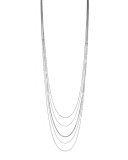 Layered Chain & Cubic Zirconia Necklace, 48", Rhodium