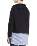 Cashmere Button-Side Sweater, Navy/Anthracite
