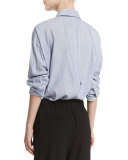 Striped Cropped Oxford Shirt