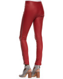 Side-Zip Leather Leggings