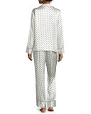 Polka Dot-Print Silk Pajama Set, Red/White