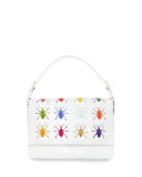 Scarab Crocodile Large Flap-Top Shoulder Bag, White/Multi