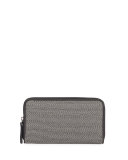 Large Monili Zip-Around Wallet, Black/Silver