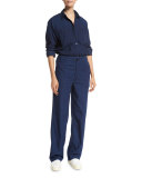 Rinsed-Denim Patch-Pocket Shirt, Dark Blue