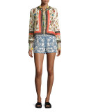 Alfie Tarot Card Shirt with Piping, Multicolor