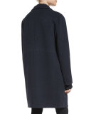 Bree Felted Wool-Blend Coat, Black Windowpane