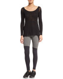 Shadow Net-Insert Stretch Sport Leggings, Charcoal Heather/Black