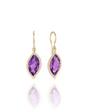18K Leaf Amethyst Earrings with Diamonds