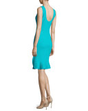 Ruffled-Hem Sleeveless Dress, Cyan