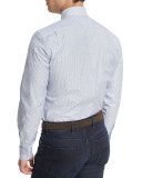 Jacquard-Stripe Long-Sleeve Sport Shirt, Light Blue