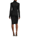 Cathie Pointelle Turtleneck Top, Black