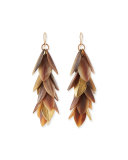 Tanzu Layered Leaf Dangle Earrings, Light Horn