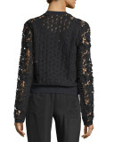 Glenna Lace Bomber Jacket, Black