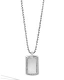 Classic Silver Chain & Diamond Dog Tag Necklace