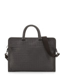 Soft Slim Woven Briefcase, Light Gray 