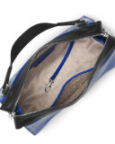 Ingrid Medium Leather Shoulder Bag, Electric Blue/Black