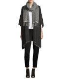 Tonal Basketweave Wool-Blend Scarf, Ash