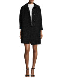 Alexis 3/4-Sleeve Lurex® Tweed Coat, Black
