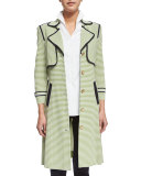 Striped Trench Jacket W/ Contrast Trim