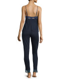Noor Lace Jersey Camisole, Navy
