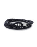 Men's Ipsum Leather Wrap Bracelet, Navy