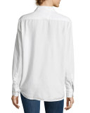 Eileen Solid Button-Front Shirt, Winter White