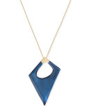 Asymmetric Statement Pendant Necklace, Blue Velvet