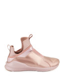 Fierce Lizard-Embossed High-Top Sneaker, Rose Gold