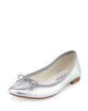 Cendrillon Metallic Leather Ballerina Flat, Silver (Argento)