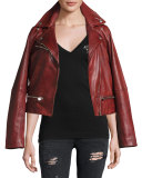 Lace-Up Leather Moto Jacket