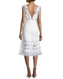 Sleeveless Tiered Lace Midi Dress, Ivory