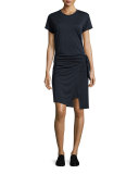 Andie Short-Sleeve Jersey Wrap Dress, Navy