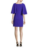 Cape-Sleeve Sheath Dress, Electric Purple