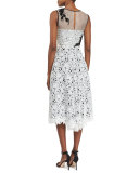 Sleeveless Lace Cocktail Dress, White/Black