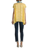 Wicktoria Georgette Eyelet Top, Soft Citron