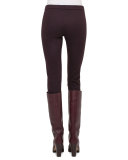 Jersey Side-Zip Skinny Pants, Mangosteen