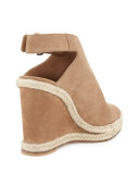 Evangeline Suede Wedge Sandal, Sand