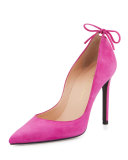 Peekabow Suede Pointed-Toe Pump
