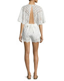Rue Lace Romper Coverup, White