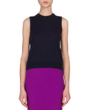 Jewel-Neck Cashmere Tank, Navy