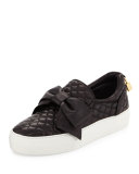 Women's 40mm Quilted Bow Skate Sneaker, Black