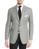 O'Connor Base Houndstooth Silk-Blend Sport Jacket, Black/White 