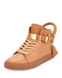 100mm Bison High-Top Sneaker, Peanut