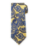 Floral Vine-Print Silk Tie, Green