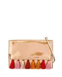 Sofia Tassel Leather Clutch Bag, Pink