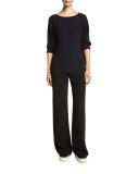 Crewneck Long-Sleeve Blouse
