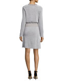 Isabelle Long-Sleeve Metallic Fit-&-Flare Dress 