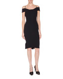 Off-the-Shoulder Pleated-Hem Dress, Navy
