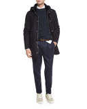 Cable-Knit Donegal Sweater, Navy